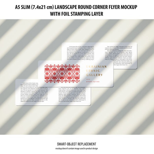 Free A5 Slim Landscape Flyer Mockup Psd