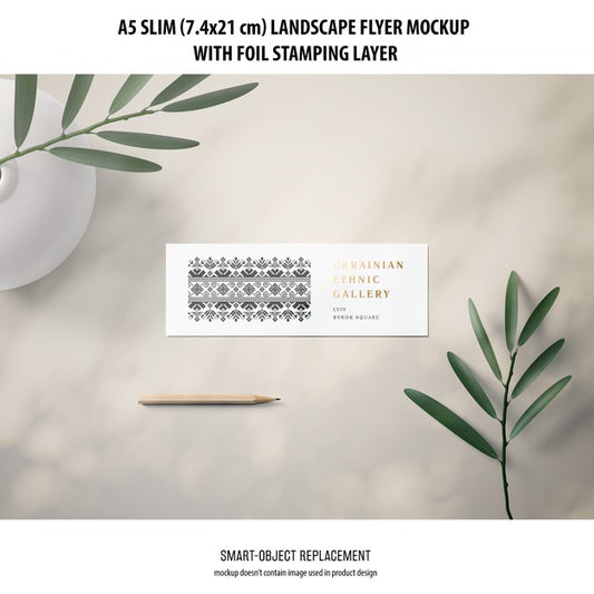 Free A5 Slim Landscape Flyer Mockup Psd