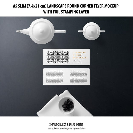 Free A5 Slim Landscape Flyer Mockup Psd