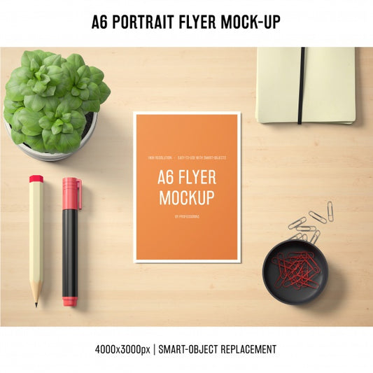 Free A6 Portrait Flyer Mock-Up Psd