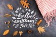 Free Above View Autumn Leaves On Stucco Background Psd
