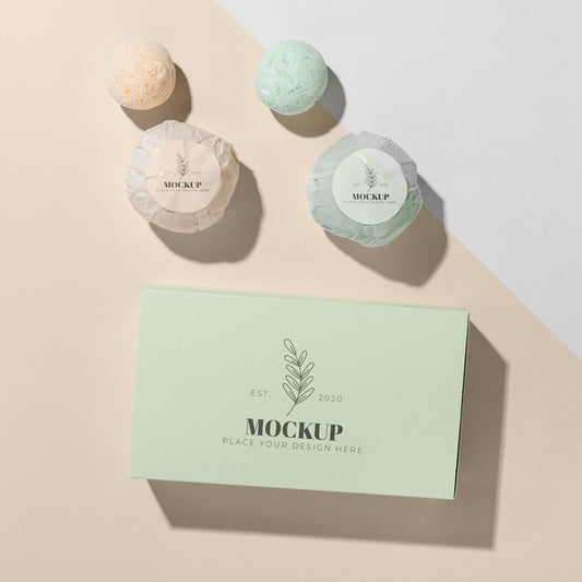 Free Above View Bath Bombs And Box Psd