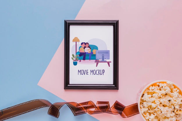 Free Above View Cinema Concept With Frame Psd