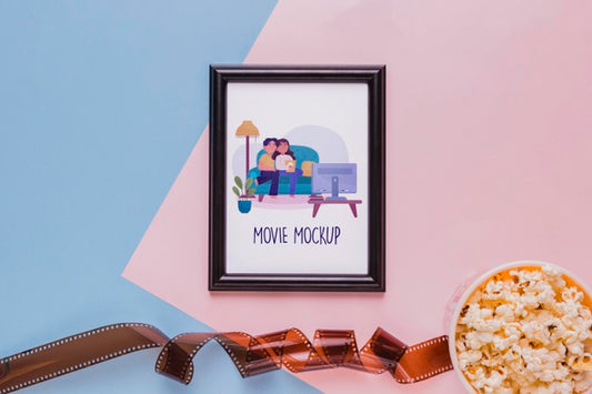 Free Above View Cinema Concept With Frame Psd