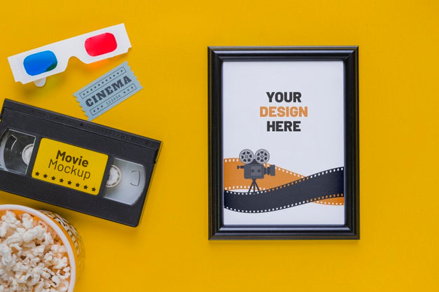 Free Above View Cinema Concept With Popcorn Psd