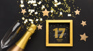 Free Above View Confetti With Golden Frame Psd