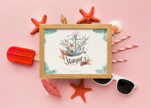 Free Above View Frame With Pink Background Psd