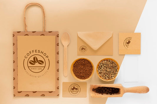 Free Above View Items Arrangement Coffee Branding Psd
