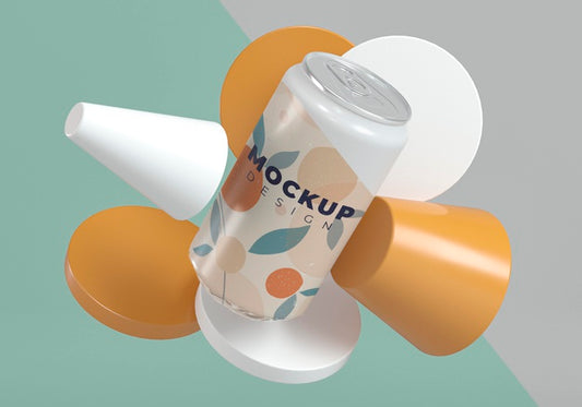 Free Abstract Can Packaging Mock-Up Psd