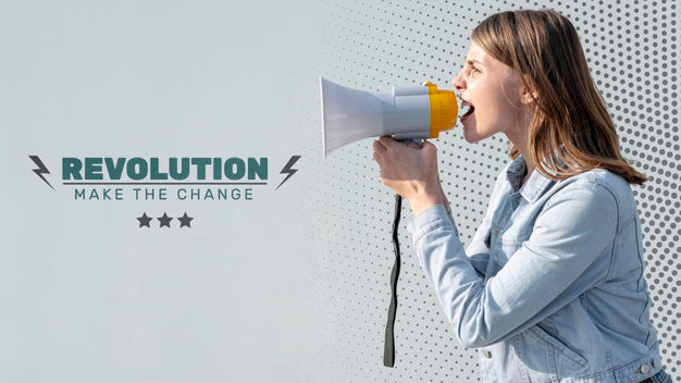 Free Activist Shouting With Megaphone Psd