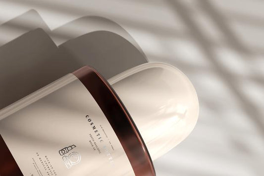 Free Amber Glass Cosmetic Bottle Mockup Psd