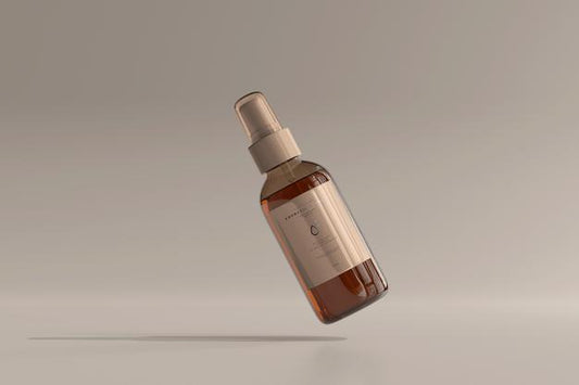 Free Amber Glass Cosmetic Spray Bottle Mockup Psd