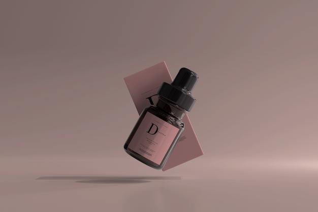Free Amber Glass Dropper Bottle With Box Mockup Psd