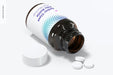 Free Amber Glass Pills Bottle Mockup, Perspective Psd