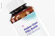 Free Amber Glass Pills Bottle Mockup, Right View Psd