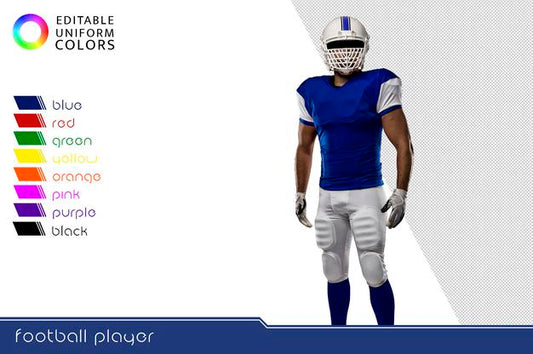 Free American Football Player With Several Colorful Uniforms Psd