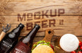 Free American Style Beer Mockup With Food Psd