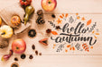 Free Apples With Hello Autumn Quote Psd
