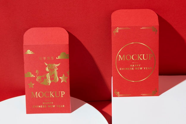 Free Arrangement Of Chinese New Year Mock-Up Elements Psd