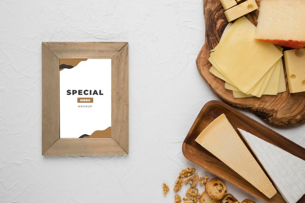 Free Arrangement Of Delicious Foods With Frame Mock-Up Psd