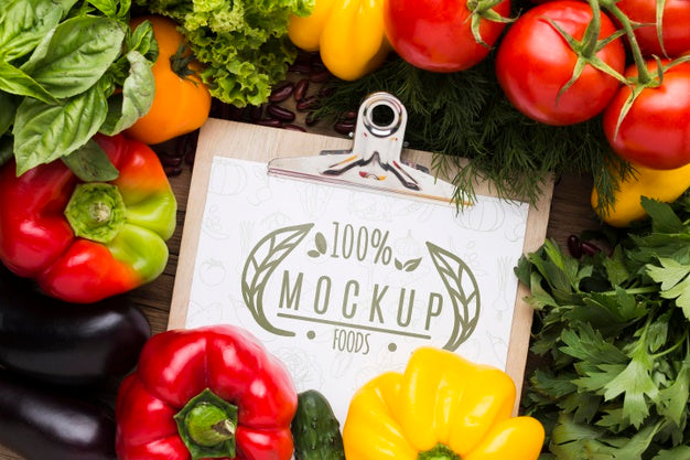 Free Arrangement Of Locally Grown Veggies Mock-Up Psd