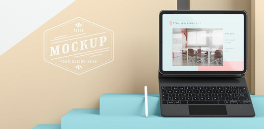 Free Arrangement Of Modern Tablet With Keyboard Attached And Copy Space Psd