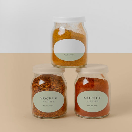 Free Arrangement Of Spices With Label Mock-Up Psd