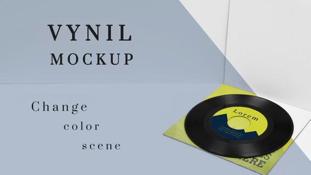 Free Arrangement Of Vinyl Records Mock-Up Psd
