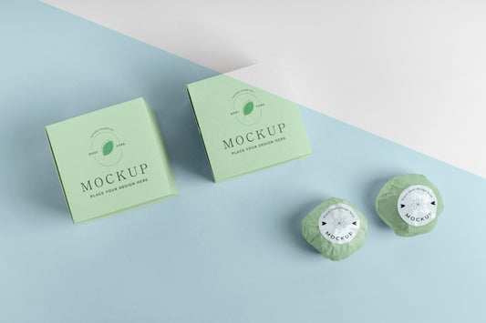 Free Arrangement With Green Bath Bombs Top View Psd