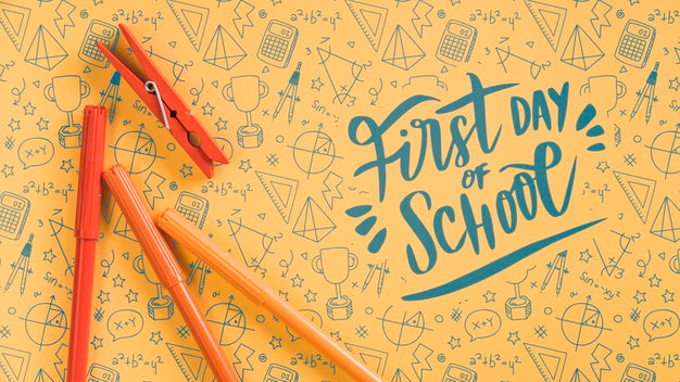 Free Arrangement With Orange Supplies For Back To School Event Psd