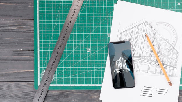 Free Arrangement With Phone And Sketches Psd