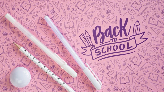 Free Arrangement With Yellow Supplies For Back To School Event Psd