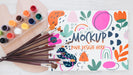Free Art Studio Colourful Mock-Up With Brushes Psd