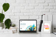Free Artist Workplace Desk With Tools And Laptop Psd