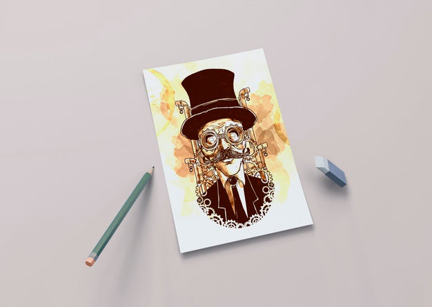 Free Artistic Draw On Sheet With Pencil Psd