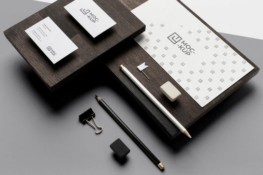 Free Assortment Of Mock-Up Stationery On Wood Psd