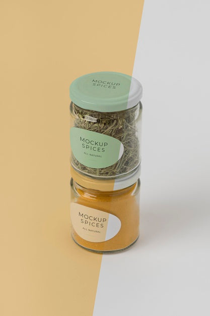 Free Assortment Of Spices With Label Mock-Up Psd