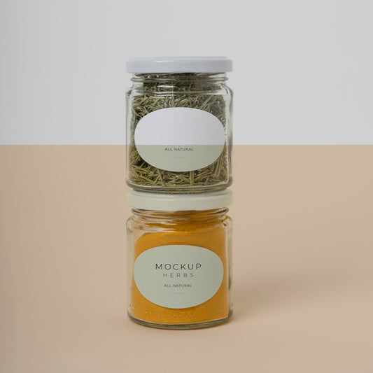 Free Assortment Of Spices With Label Mock-Up Psd