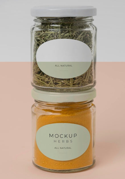Free Assortment Of Spices With Label Mock-Up Psd