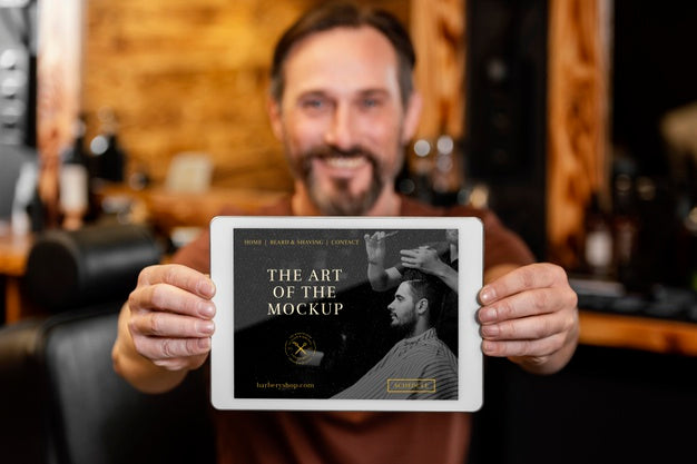 Free Assortment With Barber Shop Element Mock-Up Psd