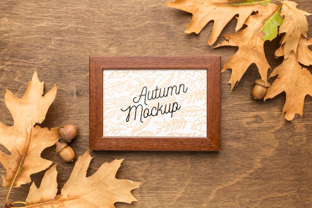 Free Autumn Leaves With Frame Psd