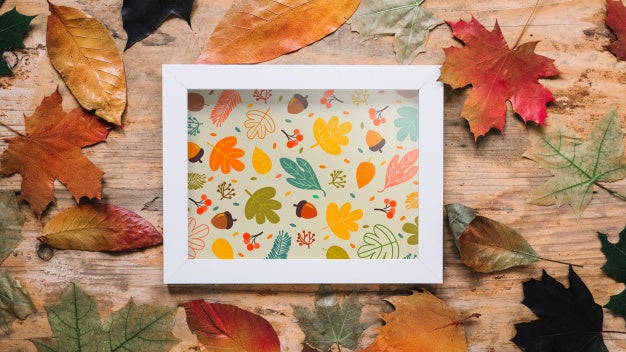 Free Autumn Mockup With Frame Psd