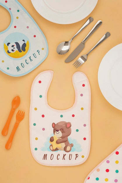 Free Baby Feeding Elements Arrangement Psd