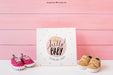 Free Baby Mockup With Paper And Shoes Psd
