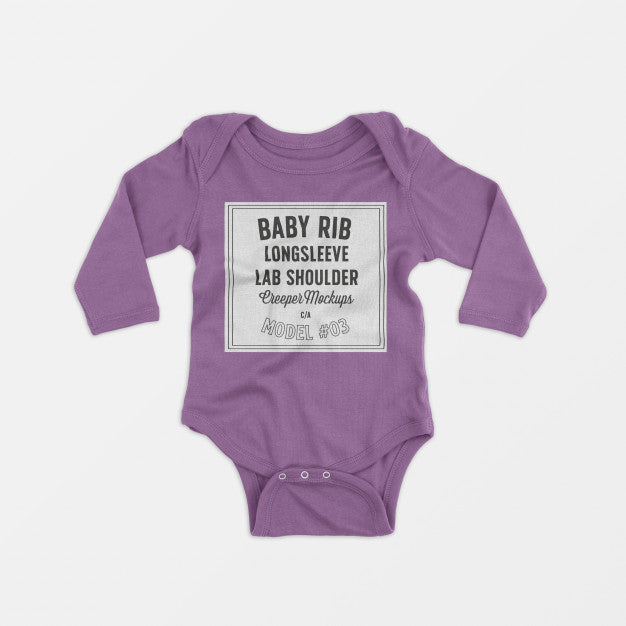 Free Baby Rib Longsleeve Lap Shoulder Creeper Mockup Psd
