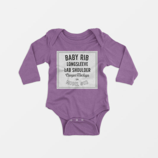 Free Baby Rib Longsleeve Lap Shoulder Creeper Mockup Psd