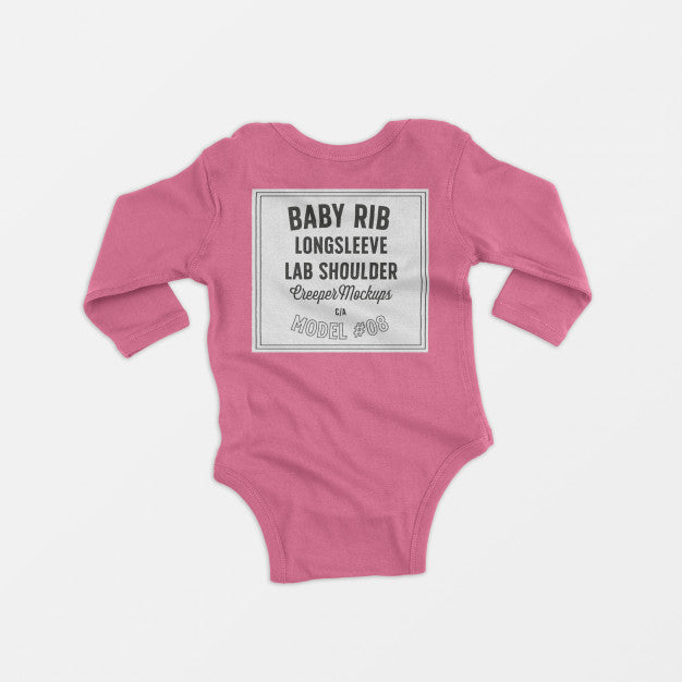 Free Baby Rib Longsleeve Lap Shoulder Creeper Mockup Psd