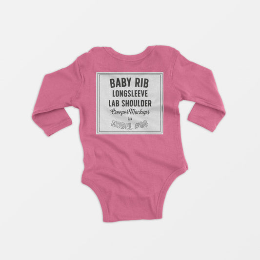 Free Baby Rib Longsleeve Lap Shoulder Creeper Mockup Psd