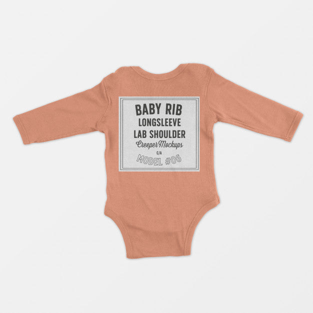 Free Baby Rib Longsleeve Lap Shoulder Creeper Mockup Psd
