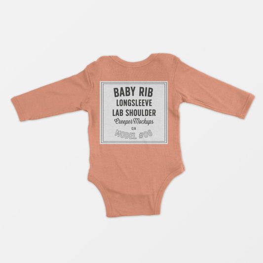Free Baby Rib Longsleeve Lap Shoulder Creeper Mockup Psd